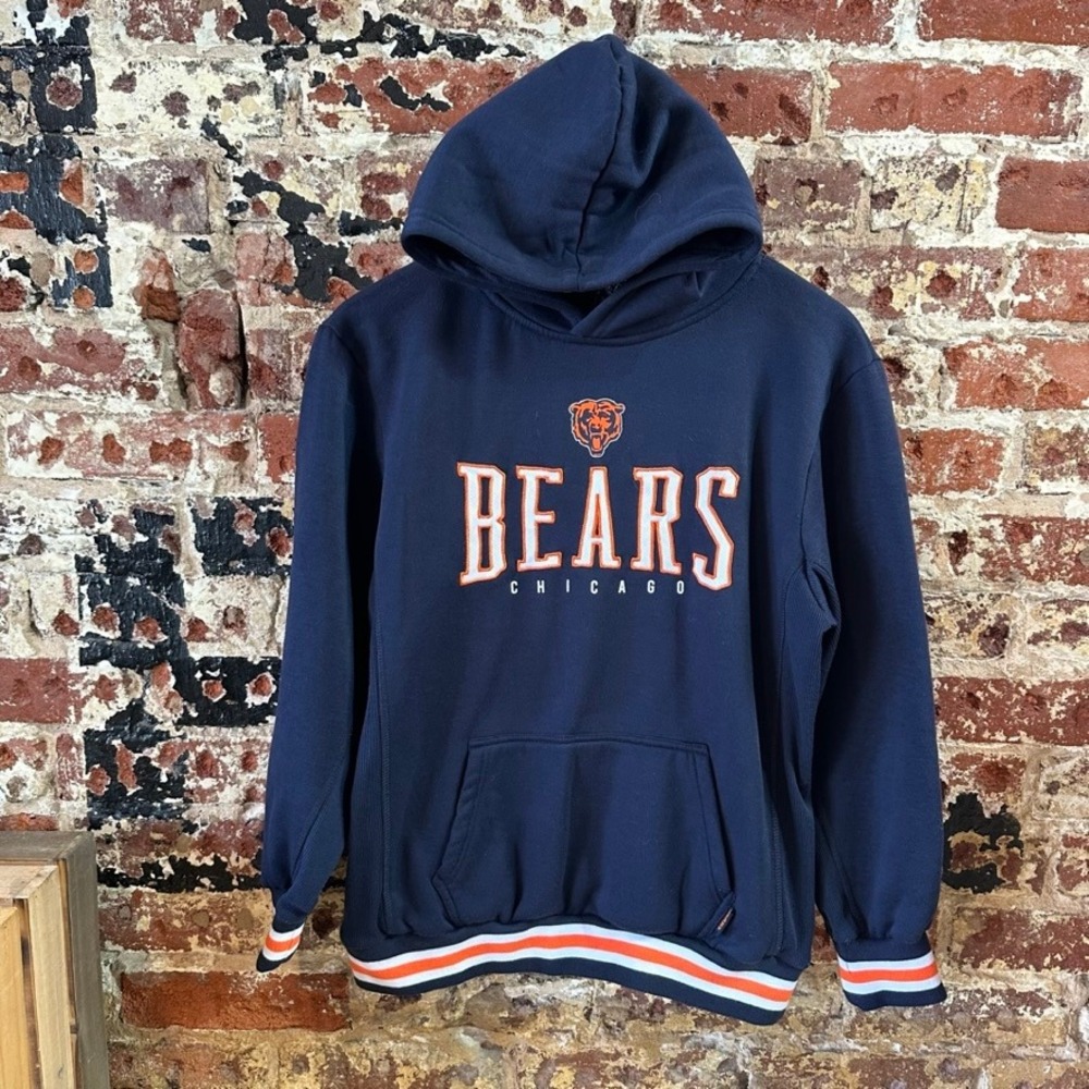 NFL Chicago Bears Blue Orange Hoodie Kids Youth Boys 18-20 Logo Pullover
